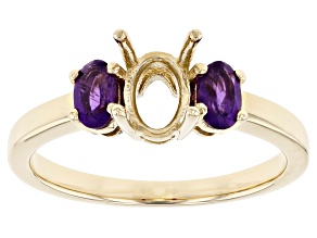 10k Yellow Gold 7x5mm Oval With 0.38ctw Oval African Amethyst Semi-Mount Ring