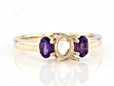10k Yellow Gold 7x5mm Oval With 0.38ctw Oval African Amethyst Semi-Mount Ring