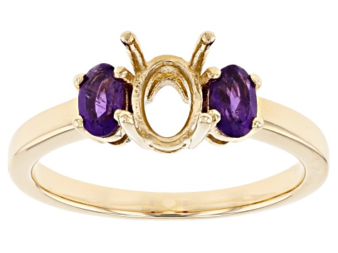 14k Yellow Gold 7x5mm Oval With 0.38ctw Oval African Amethyst Semi-Mount Ring