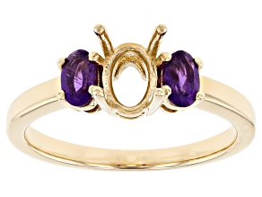 14k Yellow Gold 7x5mm Oval With 0.38ctw Oval African Amethyst Semi-Mount Ring