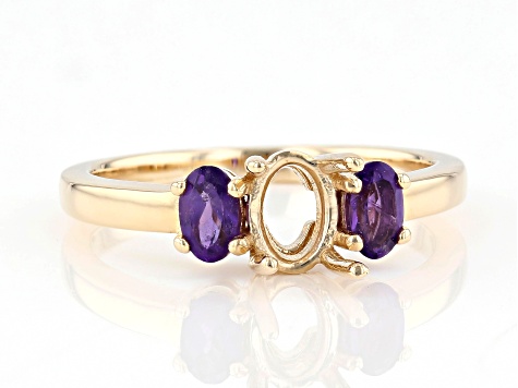 14k Yellow Gold 7x5mm Oval With 0.38ctw Oval African Amethyst Semi-Mount Ring