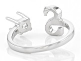 Rhodium Over Sterling Silver 5mm Round Solitaire "S" Initial Cuff Ring