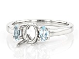 Rhodium Over Sterling Silver 7x5mm Oval With Oval Sky Blue Topaz Semi-Mount Ring