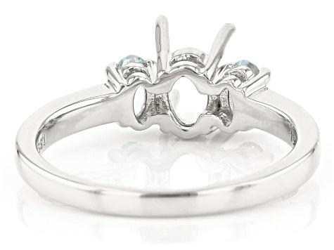 Rhodium Over Sterling Silver 7x5mm Oval With Oval Sky Blue Topaz Semi-Mount Ring