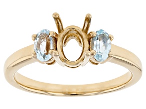 14k Yellow Gold 7x5mm Oval With 0.50ctw Oval Sky Blue Topaz Semi-Mount Ring