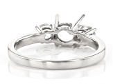 Rhodium Over Sterling Silver 6mm Round With 0.70ctw Round White Zircon Semi-Mount Ring