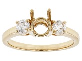 10k Yellow Gold 6mm Round With 0.70ctw Round White Zircon Semi-Mount Ring