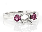 Rhodium Over Sterling Silver 6mm Round With Round Lab Created Alexandrite Semi-Mount Ring