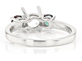 Rhodium Over Sterling Silver 6mm Round With Round Lab Created Alexandrite Semi-Mount Ring