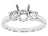 Rhodium Over Sterling Silver 6mm Round With 0.52ctw Round Sky Blue Topaz Semi-Mount Ring