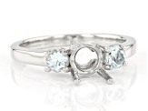 Rhodium Over Sterling Silver 6mm Round With 0.52ctw Round Sky Blue Topaz Semi-Mount Ring