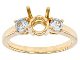 14k Yellow Gold 6mm Round With 0.52ctw Round Sky Blue Topaz Semi-Mount Ring