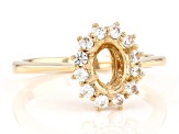 14k Yellow Gold 8x6mm Oval With 0.51ctw Round White Zircon Semi-Mount Halo Ring