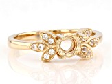 14k Yellow Gold 6mm Round With 0.18ctw Round White Zircon Semi-Mount Ring