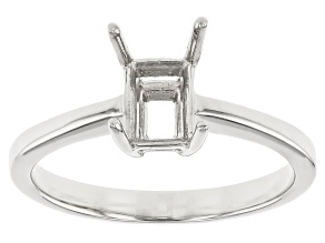 Rhodium Over Sterling Silver 7x5mm Emerald Cut Semi-Mount Ring