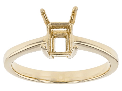 10k Yellow Gold 7x5mm Emerald Cut Semi-Mount Ring