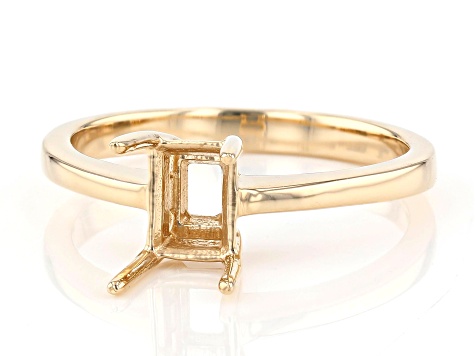 14k Yellow Gold 7x5mm Emerald Cut Semi-Mount Ring