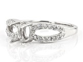 Rhodium Over Sterling Silver 7x5mm Oval With 0.16ctw Round White Diamond Semi-Mount Ring