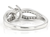 Rhodium Over Sterling Silver 7x5mm Oval With 0.16ctw Round White Diamond Semi-Mount Ring