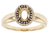 10k Yellow Gold 7x5mm Oval With 0.11ctw White And 0.09ctw Champagne Diamond Semi-Mount Halo Ring