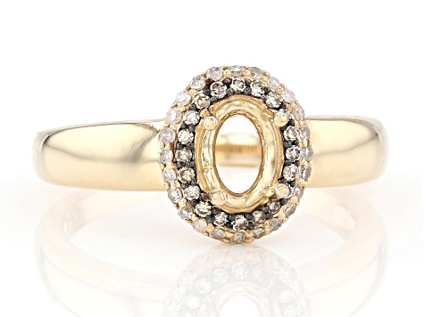 Fine Jewelry Oval 7x5mm Real Diamonds Semi Mount Earrings Solid 10k Yellow Gold
