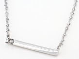 Rhodium Over Sterling Silver 3mm Round Inlay Semi-Mount Bar Necklace