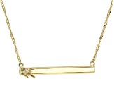 10k Yellow Gold 3mm Round Inlay Semi-Mount Bar Necklace