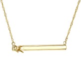 14k Yellow Gold 3mm Round Inlay Semi-Mount Bar Necklace