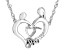 Rhodium Over Sterling Silver 6x6mm Heart Semi-Mount "Mom" Necklace