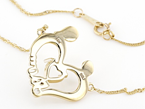 14k Yellow Gold 6x6mm Heart Semi-Mount "Mom" Necklace