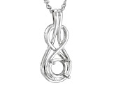 Rhodium Over Sterling Silver 8x8mm Round Semi-Mount Pendant With Chain