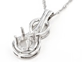 Rhodium Over Sterling Silver 8x8mm Round Semi-Mount Pendant With Chain