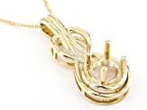 14k Yellow Gold 8x8mm Round Semi-Mount Pendant With Chain