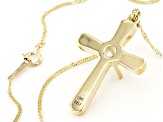 10k Yellow Gold 5x5mm Round Semi-Mount Cross Pendant With Chain