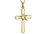 14k Yellow Gold 5x5mm Round Semi-Mount Cross Pendant With Chain