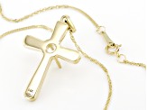 14k Yellow Gold 5x5mm Round Semi-Mount Cross Pendant With Chain