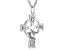 Rhodium Over Sterling Silver 5x5mm Heart Semi-Mount Cross Pendant With Chain