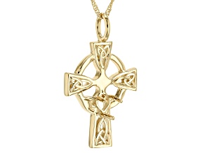 14k Yellow Gold 5x5mm Heart Semi-Mount Cross Pendant With Chain