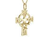 14k Yellow Gold 5x5mm Heart Semi-Mount Cross Pendant With Chain