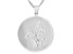 Rhodium Over Sterling Silver Round January Snow Drop Birth Flower Pendant With Chain