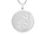 Rhodium Over Sterling Silver Round December Holly Birth Flower Pendant With Chain