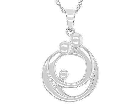 Rhodium Over Sterling Silver Family Pendant With Chain