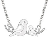 Rhodium Over Sterling Silver Momma Bird With Baby Chick 18" Necklace