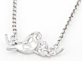 Rhodium Over Sterling Silver Momma Bird With Baby Chick 18" Necklace