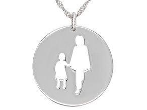 Rhodium Over Sterling Silver Parent And Child Pendant With Chain