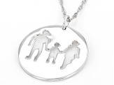 Rhodium Over Sterling Silver Family Of Three Pendant With Chain