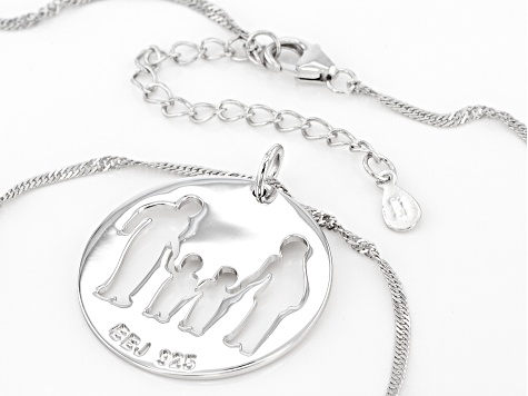 Rhodium Over Sterling Silver Family Of Four Pendant With Chain