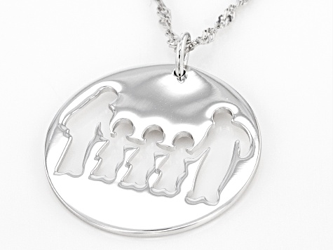 Rhodium Over Sterling Silver Family Of Five Pendant With Chain