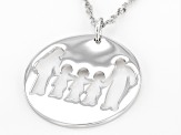 Rhodium Over Sterling Silver Family Of Five Pendant With Chain