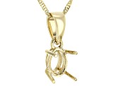 14k Yellow Gold 7x5mm Oval Semi-Mount Solitaire Pendant With Chain